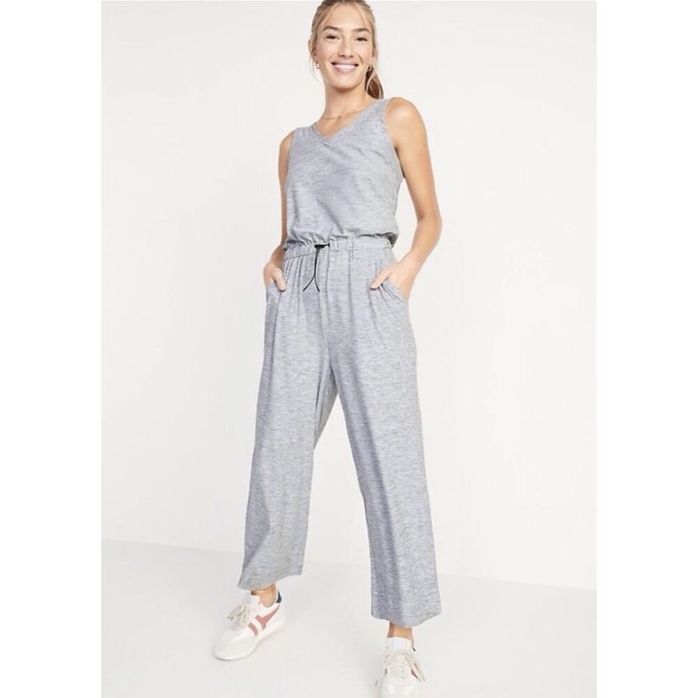 New Old Navy Active Womans Small Tall Breathe‎ On Jumpsuit Wide Leg NWT